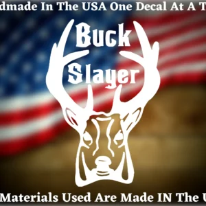 Buck Slayer Deer Hunting Car Truck Van Window or Bumper Sticker Vinyl Decal USA Seller